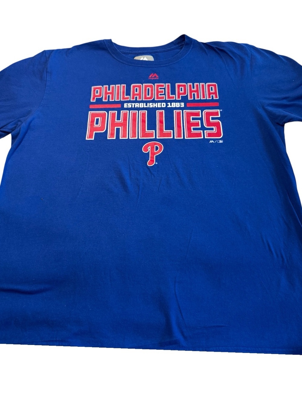 Majestic Royal Blue Philadelphia Phillies Short Sleeve Tee with Red & White Logo